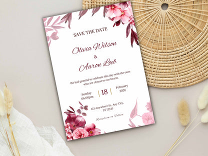 Wedding Invitation Bundle, RSVP, Thank You Card, Table Card, Menu Card, Reception Card, Details Card. WI236