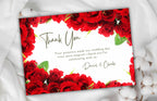Red Rose Thank You Card, Floral Wedding Thank you Card , Editable Template, Printable Thank You Card, Editable Thank you Card. #WTUC45