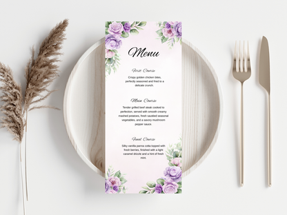 Wedding Thank you Card, Menu Card, Table Card. WI355