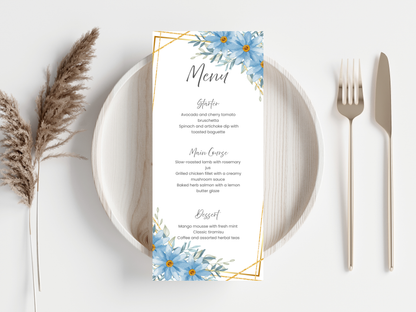Floral Wedding Menu & Thank You Template | Editable Canva Place Card. WI209