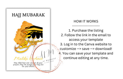 Personalized Couple Hajj Mubarak Template, Haj Gift, Digital Print , Hajj Wishes, Editable Template, A2, A3, A4, A5, Pdf Template. UM4