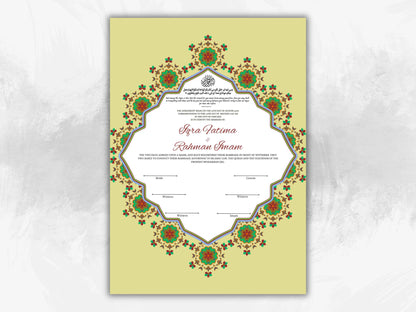 Nikkah Certificate Digital Download Personalised, A4, A3, Nikkah Contract, Muslim Nikkah Certificate Template, Instat Download. NN231