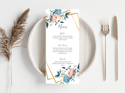 Wedding Menu & Thank You Template | Editable Canva Place Card. WI208