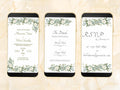 White Wedding Invitation, Online Invitation Template, White E-Invite, RSVP Invitation, Digital White Rose Wedding Invitation. WEIB35