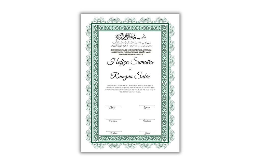Nikkah Certificate Digital Download Personalised, A4, A3, Template, Instat Download. NN126