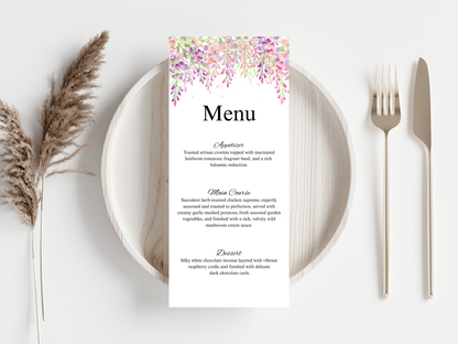 Wisteria Wedding Menu Card, thank you, table card MTC 422