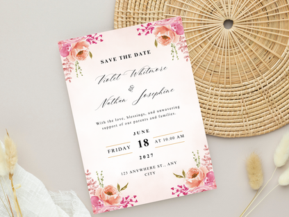 Wedding Invitation card, RSVP, Detailed Card, Bottle Label. WI374