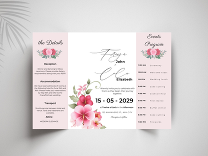 Editable Wedding Invitation Template | Floral Gatefold Design | Modern Elegant Canva Invite | Printable Wedding Set. WI184