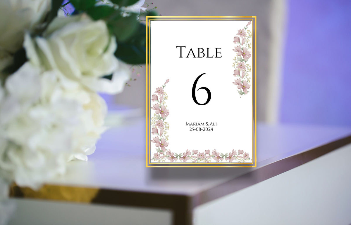 Floral Table Wedding Sign Template, Wedding Sign, Modern Floral Wedding Sign, Editable Wedding Table Sign, Printable Table Number. WS25
