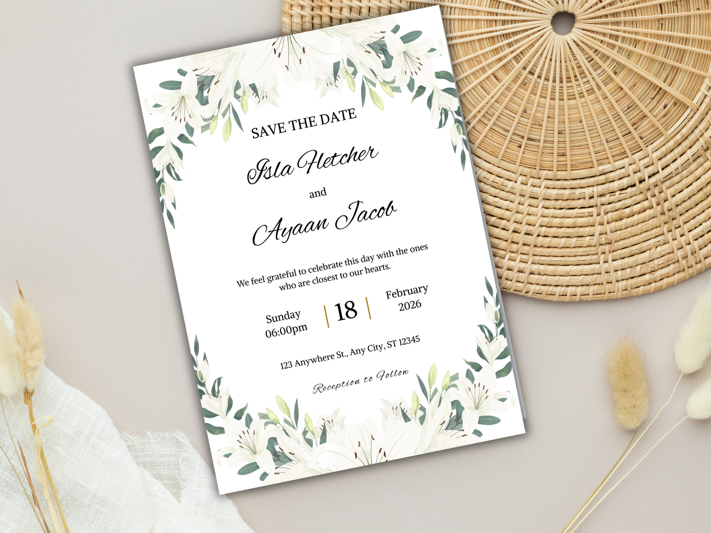 Wedding Invitation Set, RSVP, Wedding Invitation, Details, Editable, Template, WI247