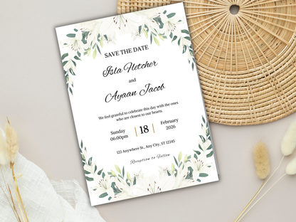 Wedding Invitation Bundle, RSVP, Thank You Card, Table Card, Menu Card, Reception Card, Details Card. WI248