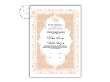 Nikkah Contract Template,Printable Nikkah Contract,Editable Nikkahnama, Muslim Wedding Certificate,Digital Download,Islamic Marriage. NN189