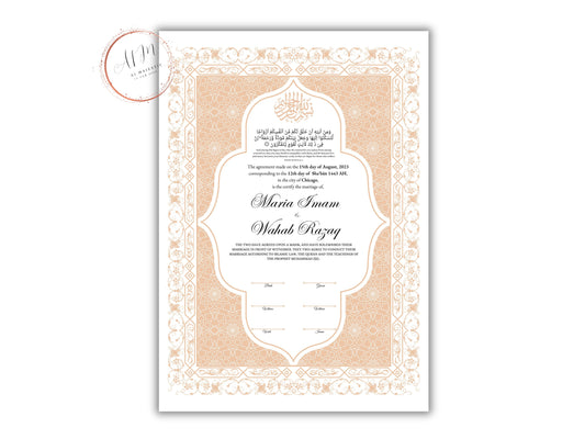 Nikkah Contract Template,Printable Nikkah Contract,Editable Nikkahnama, Muslim Wedding Certificate,Digital Download,Islamic Marriage. NN189