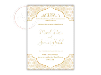 Muslim Wedding Invitation, Nikkah Invitation, Muslim Wedding Invite, Wedding Invite, Invitation Template, Editable Canva Template, WT53