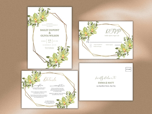 Greenery Wedding Invitation Template, Printable Wedding Invitation, Wedding Invitation, Editable Template, Instant Download. WT52