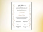 Luxury Nikkah Certificate, Premium A4 Islamic Wedding Contract, Nikkah Nama, Muslim Marriage Certificate, Personalised Names, A4, A3. NN251