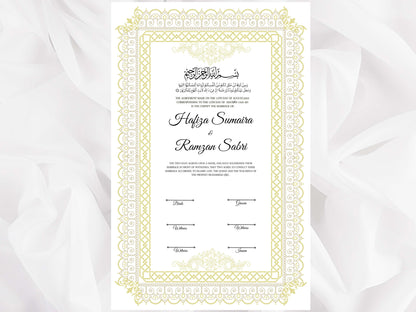 Nikkah Contract Template, Printable Nikkah Contract, Editable Nikkahnama, Muslim Wedding Certificate, Islamic Marriage Contract. NN108