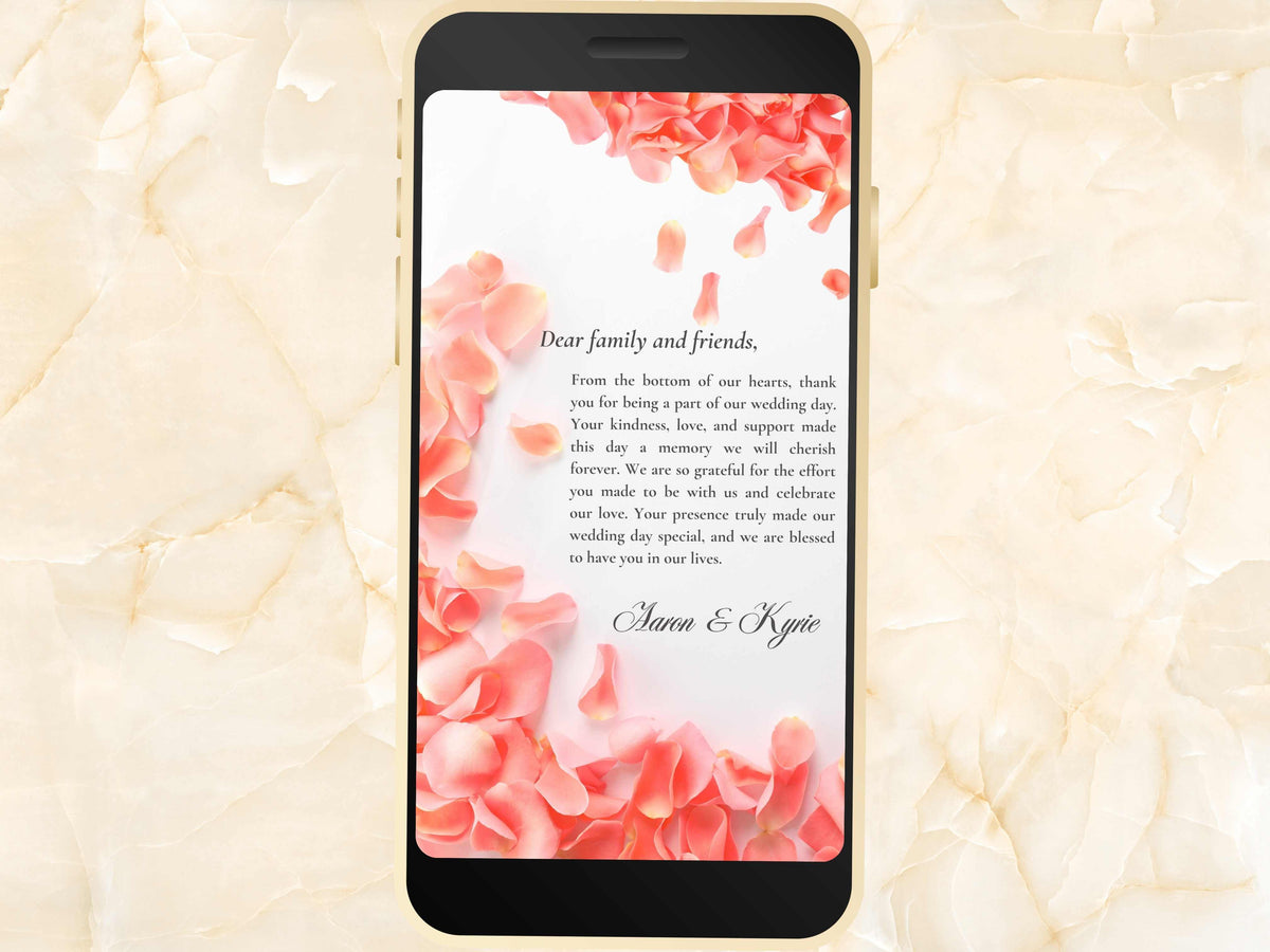 Digital Minimalist Wedding Thank you E Card, Electronic Wedding Thank you Note, Post Wedding Thank You Cards, Thank You Template. WEIB34