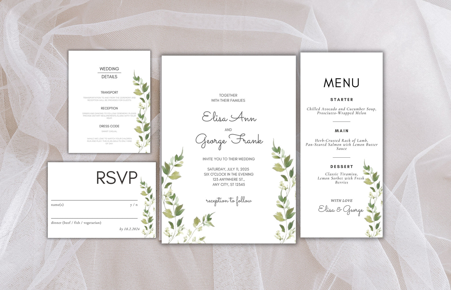 Wedding Invitation Template, Printable Wedding Invitation, Wedding Invitation, RSVP Invitation, Details, Wedding Invitation Bundle. WI77