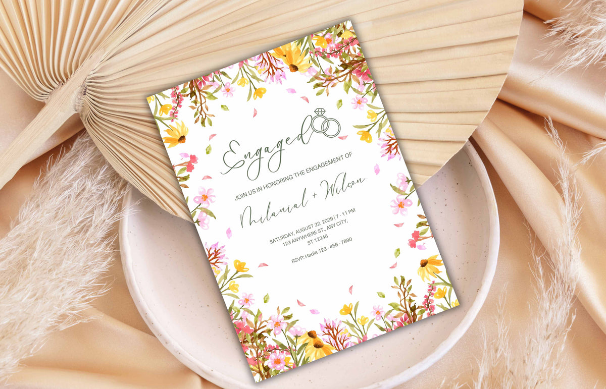 Spring Bridal Shower Invitation | Flower Wedding Shower Invite | Customizable Invitation Template | Colorful Wildflower Bridal Shower. EE117