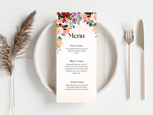 Wedding Thank you Card, Menu Card, Table Card. WI358