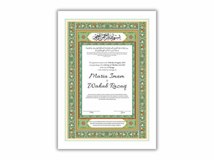 Nikkah Certificate Digital Download, Editable, Template, Muslim Contract, Muslim Marriage, A4, A3, Template, Instat Download. NN171