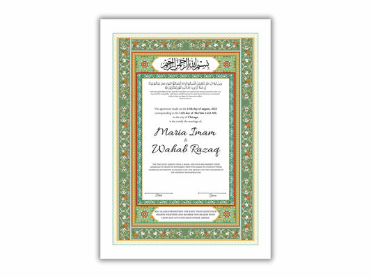 Nikkah Certificate Digital Download, Editable, Template, Muslim Contract, Muslim Marriage, A4, A3, Template, Instat Download. NN171