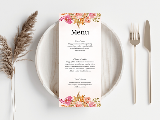 Wedding Thank you Card, Menu Card, Table Card. WI374