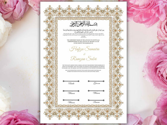 Nikkah Certificate Digital Download,A3,A4 Islamic Wedding Contract, Nikkah Nama, Muslim Marriage Certificate Template. NN273