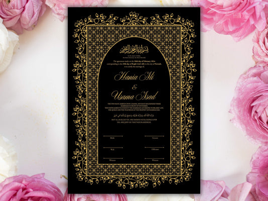 Nikkah Certificate,  Marriage Contract Template , Wedding Contract, A3/A4, Personalised Nikah Nama, Nikkah Gift, Muslim Agreement. NN224