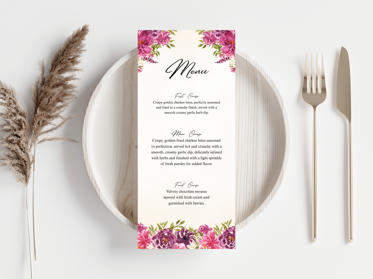 Wedding Thank you Card, Menu Card, Table Card. WI367