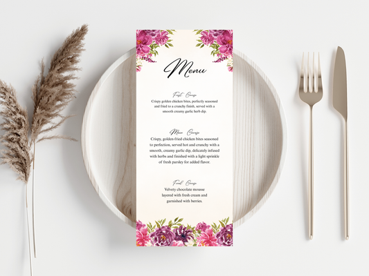 Wedding Thank you Card, Menu Card, Table Card. WI367