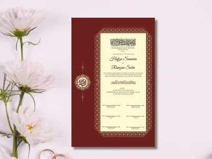 Luxury Muslim NIkkah Certificate. NN111