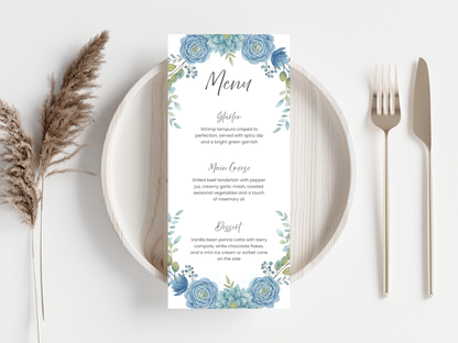 Floral Wedding Menu & Thank You Template | Editable Canva Place Card. WI206