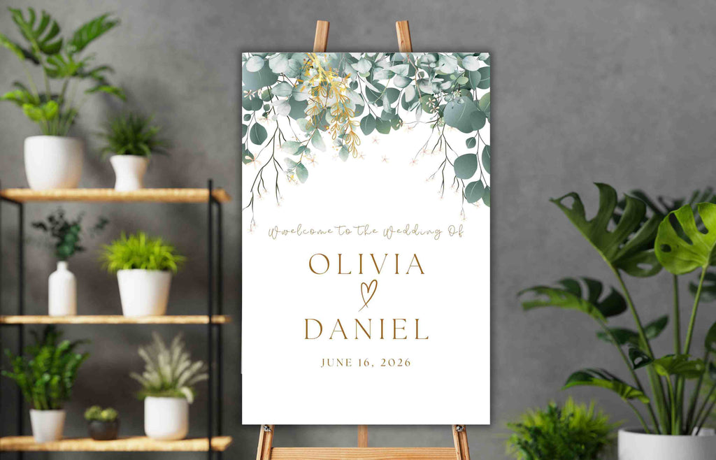 Greenery Wedding Sign, Wedding Welcome Sign, Leaves Wedding Welcome Sign, Greenery Wedding Welcome Sign, Digital Download. S41 - A1 Majestic