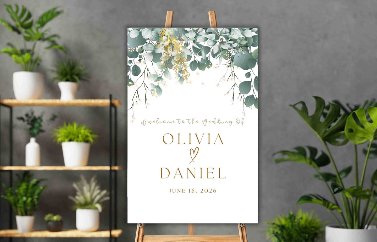 Greenery Wedding Sign, Wedding Welcome Sign, Leaves Wedding Welcome Sign, Greenery Wedding Welcome Sign, Digital Download. S41 - A1 Majestic