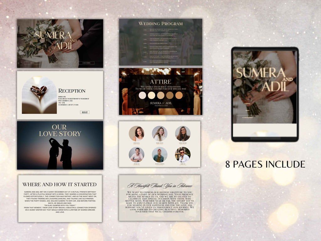 Wedding Website Template, Online RSVP, Editable Invitation Website,Details & Program, Digital Invitation, nva Website, Instant Download. WW1