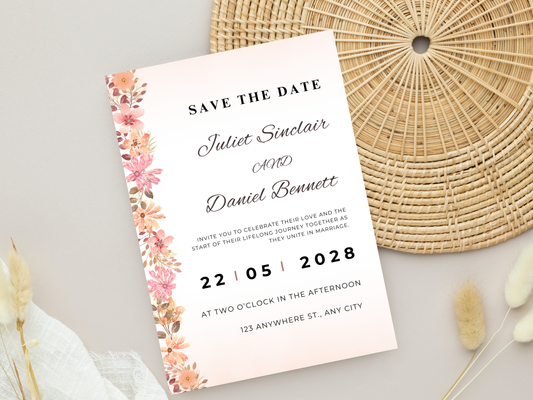 Boho Wedding Invitation, RSVP, Details, Digital Download MTC418