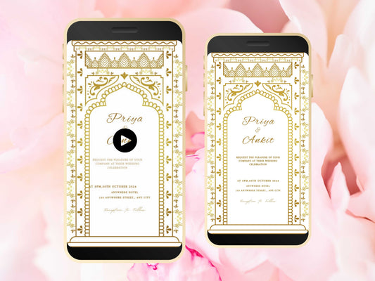 Indian Wedding Invitation, Desi Card Invite, Muslim E-Card, Animated Digital, Electric Wedding Card, South Indian Wedding. WEI27