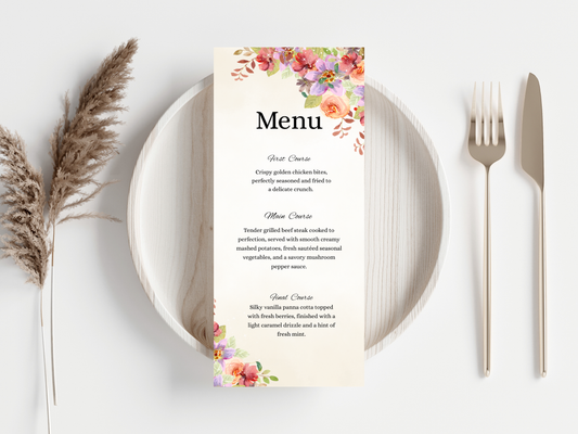 Wedding Thank you Card, Menu Card, Table Card. WI353