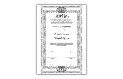 Nikkahnama | Custom Luxury Nikkah Contract | Mughal | Mughal | Inspired Luxury Nikkahnama | Nikkah Certificate in Pdf Template. NN180