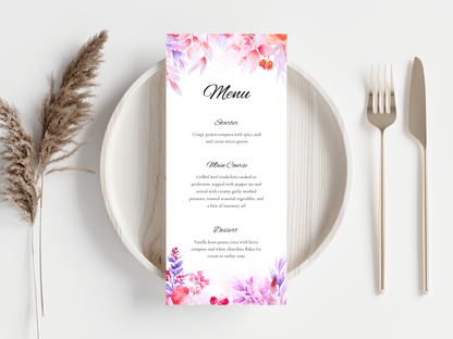 Wedding Menu Template, Thank You Card, Place Card. WI202