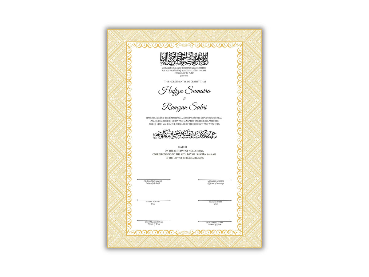 Muslim Wedding Contract, Muslim Agreement, Nikkah nama, Digital Download. nn116