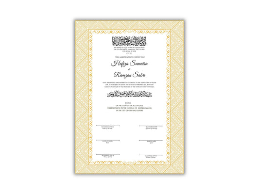 Muslim Wedding Contract, Muslim Agreement, Nikkah nama, Digital Download. nn116