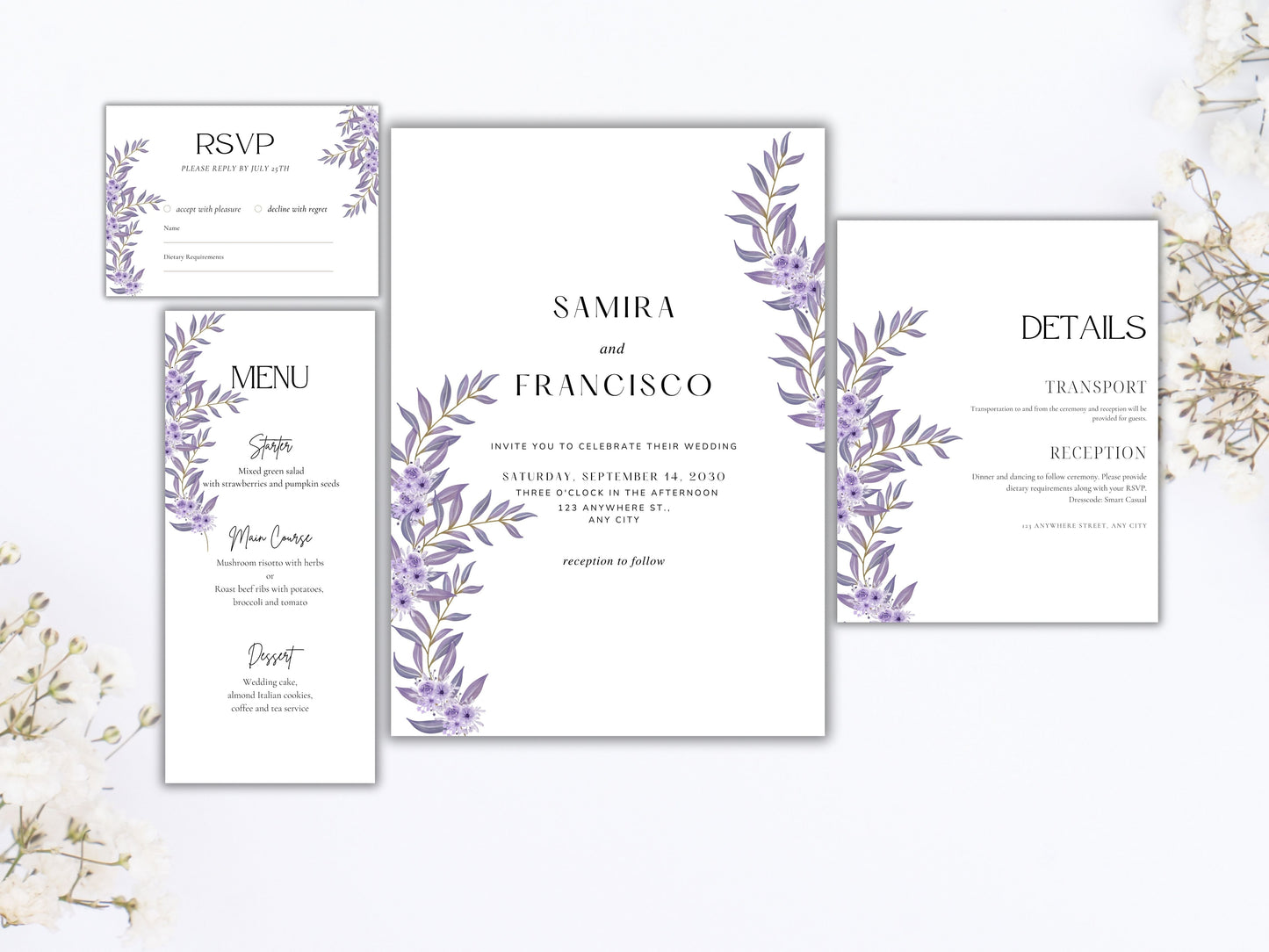 Wedding Invitation Template, Printable Wedding Invitation, Wedding Invitation, RSVP Invitation, Details, Wedding Invitation Bundle