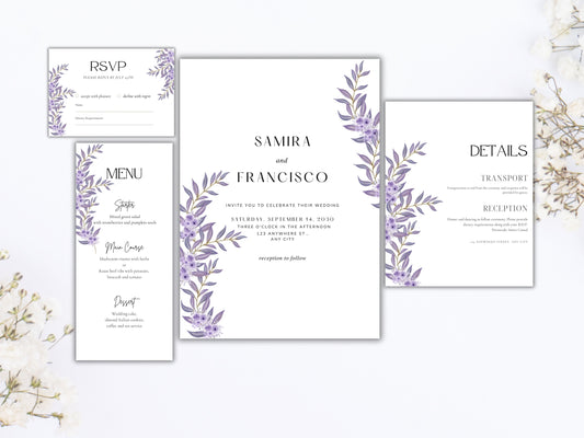 Wedding Invitation Template, Printable Wedding Invitation, Wedding Invitation, RSVP Invitation, Details, Wedding Invitation Bundle