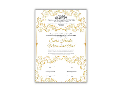 Luxury Nikkah Certificate in Pdf, Nikkah Contract Template, Traditional Islamic Wedding Agreement, Digital Download. NN197