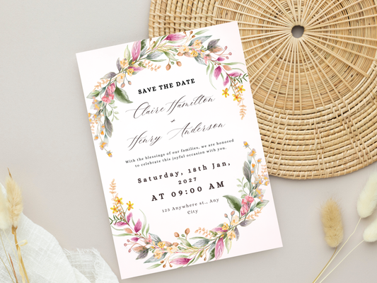 Wedding Invitation, RVSP, Details Template, Instant Download MTC404