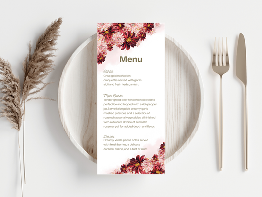 Wedding Thank you Card, Menu Card, Table Card. WI308