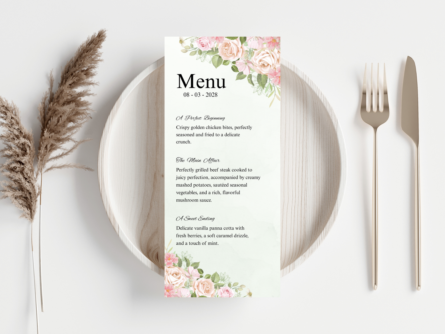 Wedding Thank you Card, Menu Card, Table Card. WI343
